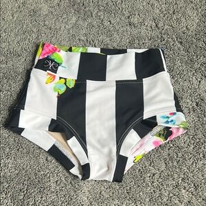 Kandi Kouture Black and White Striped High-Waisted Dance Briefs